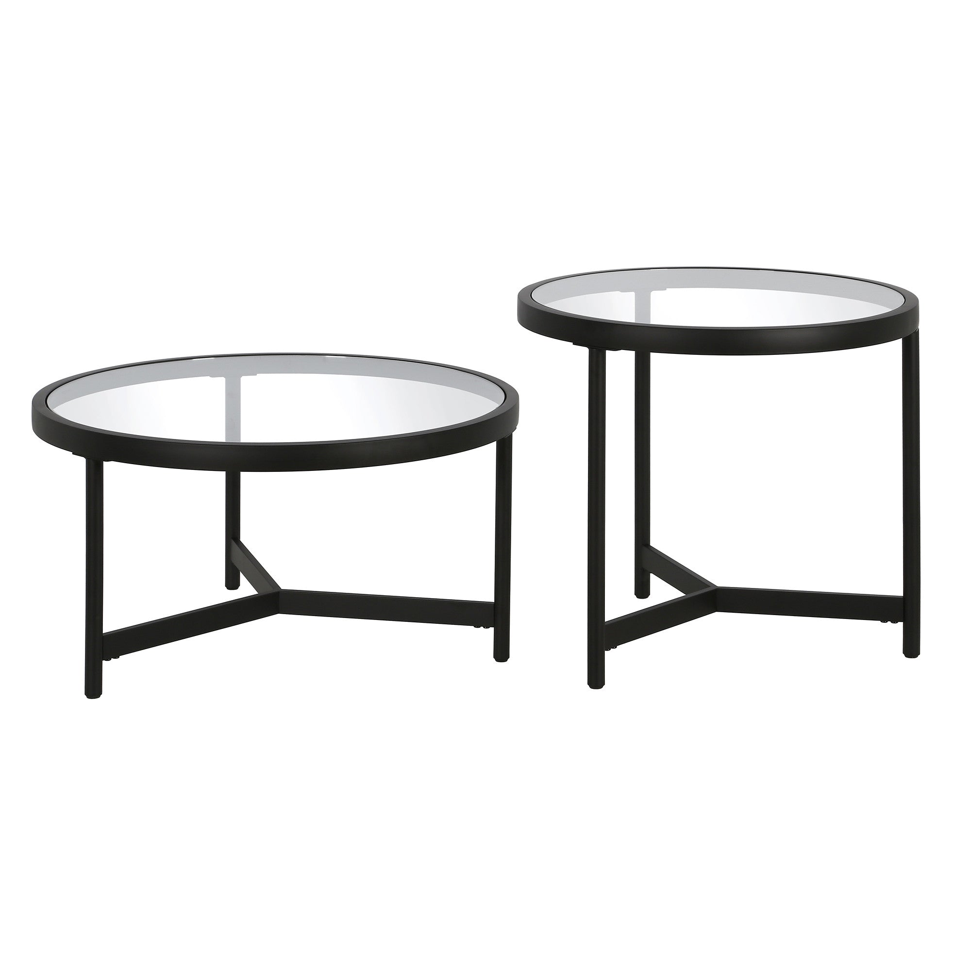 Black Glass Round Nested Coffee Tables