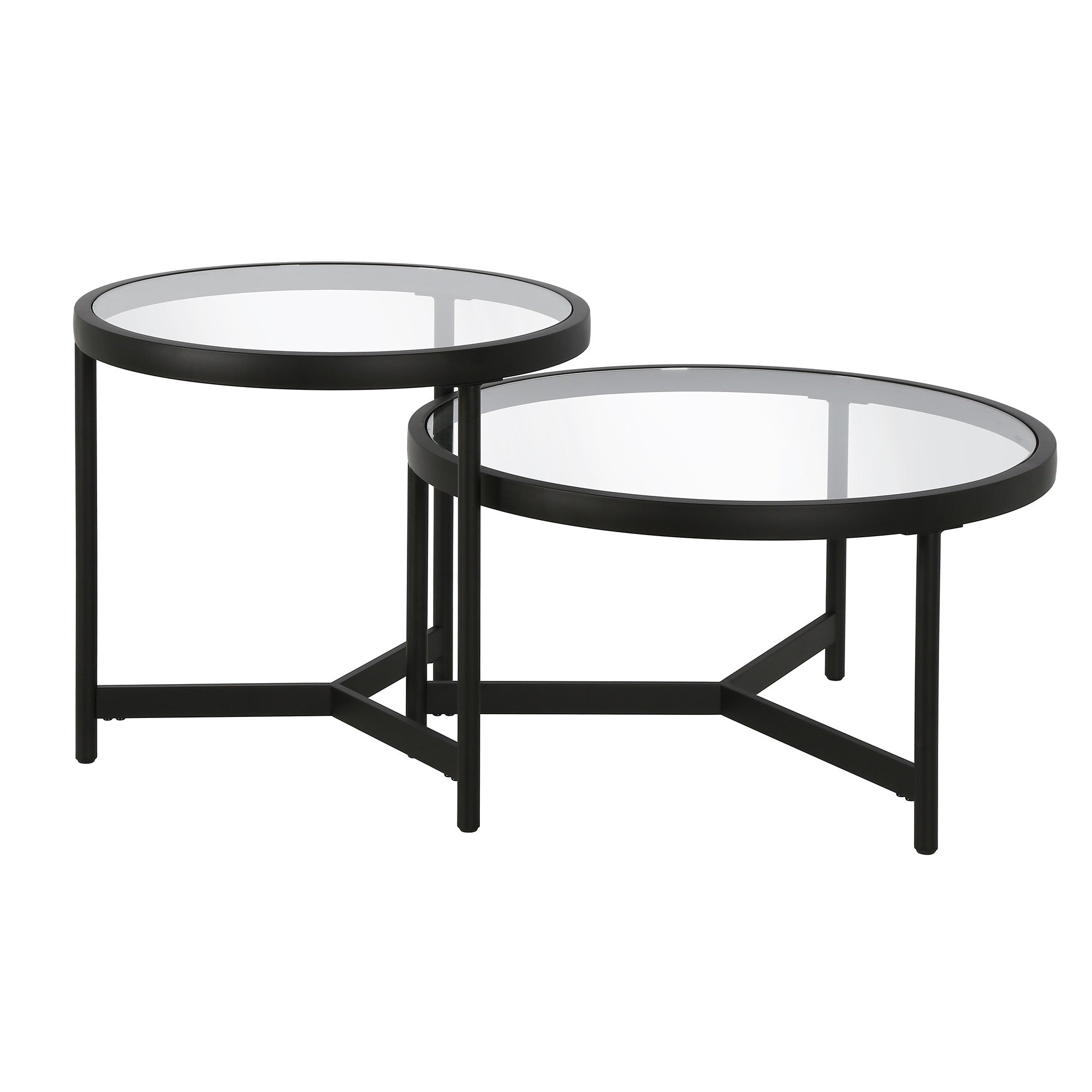 Black Glass Round Nested Coffee Tables