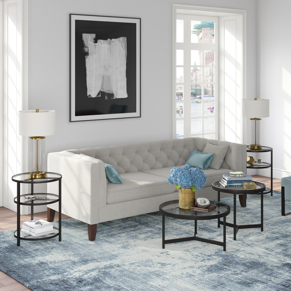 Black Glass Round Nested Coffee Tables