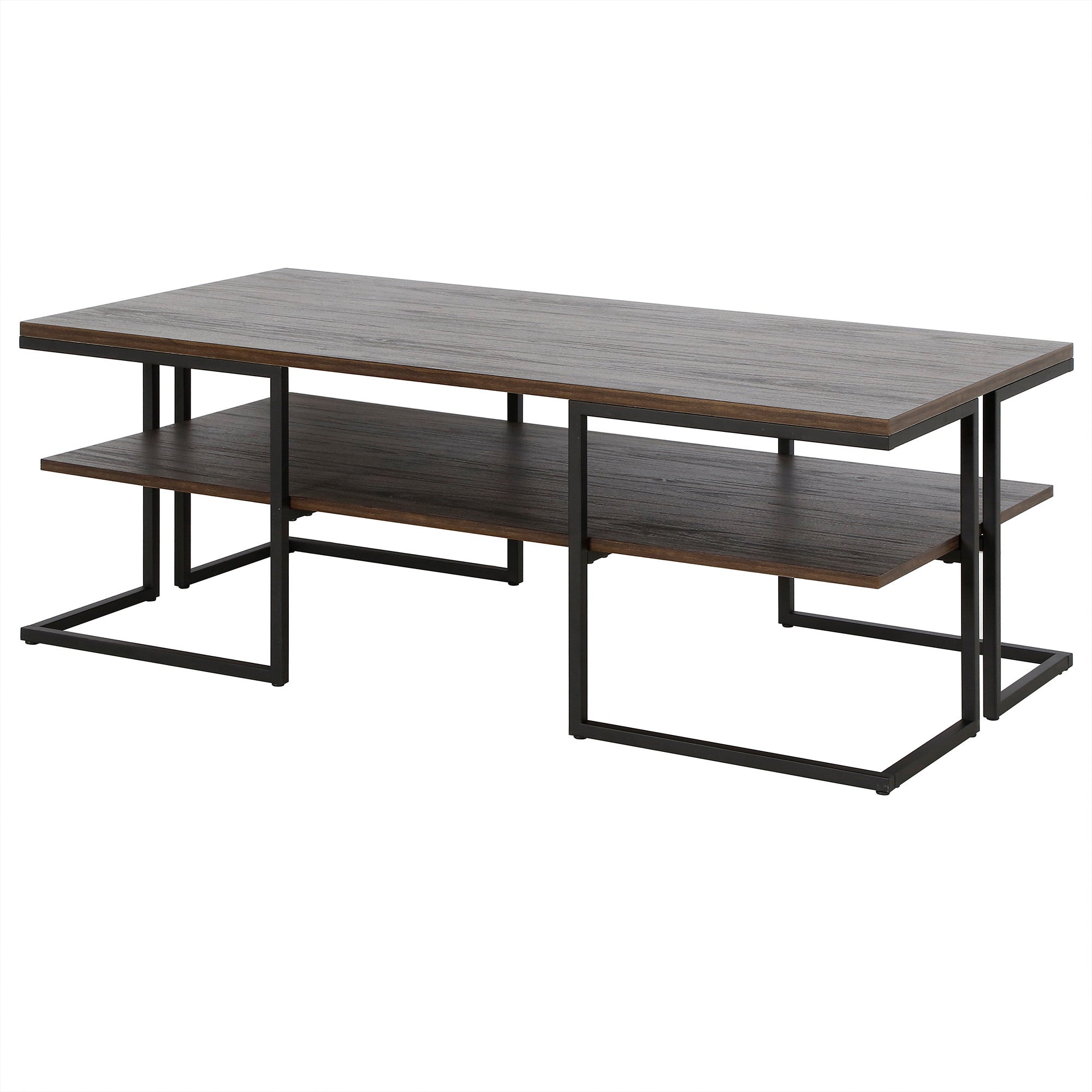 45" Black and Brown Rectangular Coffee Table With Shelf