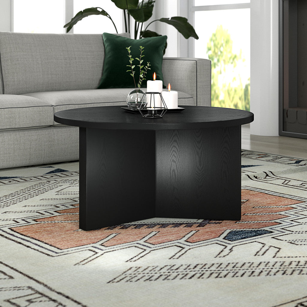 Black Grain Round Coffee Table 32"