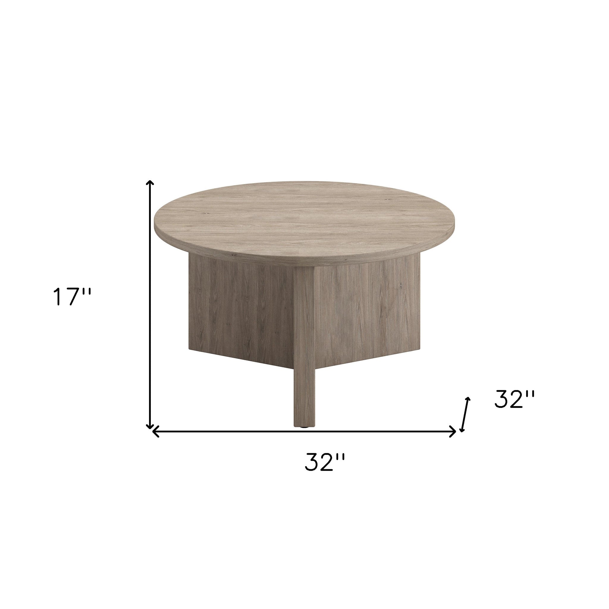 Gray Grain Round Coffee Table 32"