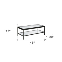 Black and Glass Rectangular Coffee Table With Shelf 45