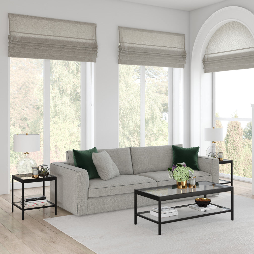 Black and Glass Rectangular Coffee Table With Shelf 45"