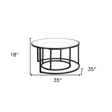 Black Glass Round Nested Coffee Tables Set Of Two 35