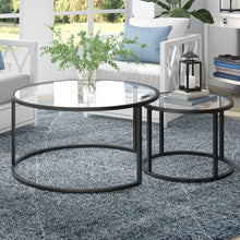 Black Glass Round Nested Coffee Tables Set Of Two 35