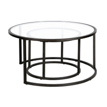 Black Glass Round Nested Coffee Tables Set Of Two 35