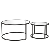 Black Glass Round Nested Coffee Tables Set Of Two 35