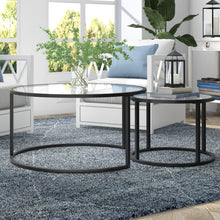 Black Glass Round Nested Coffee Tables Set Of Two 35