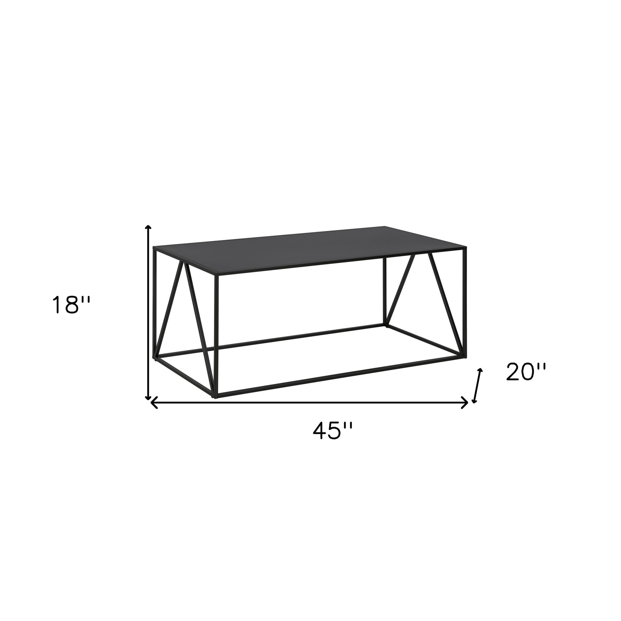 45" Black Steel Rectangular Coffee Table