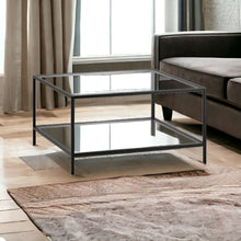 Black and Glass Square Coffee Table With Shelf 32