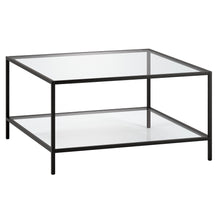 Black and Glass Square Coffee Table With Shelf 32