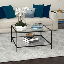 Black and Glass Square Coffee Table With Shelf 32