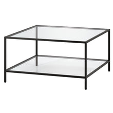 Black and Glass Square Coffee Table With Shelf 32