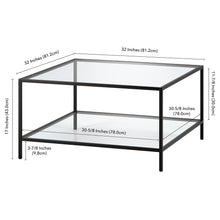 Black and Glass Square Coffee Table With Shelf 32