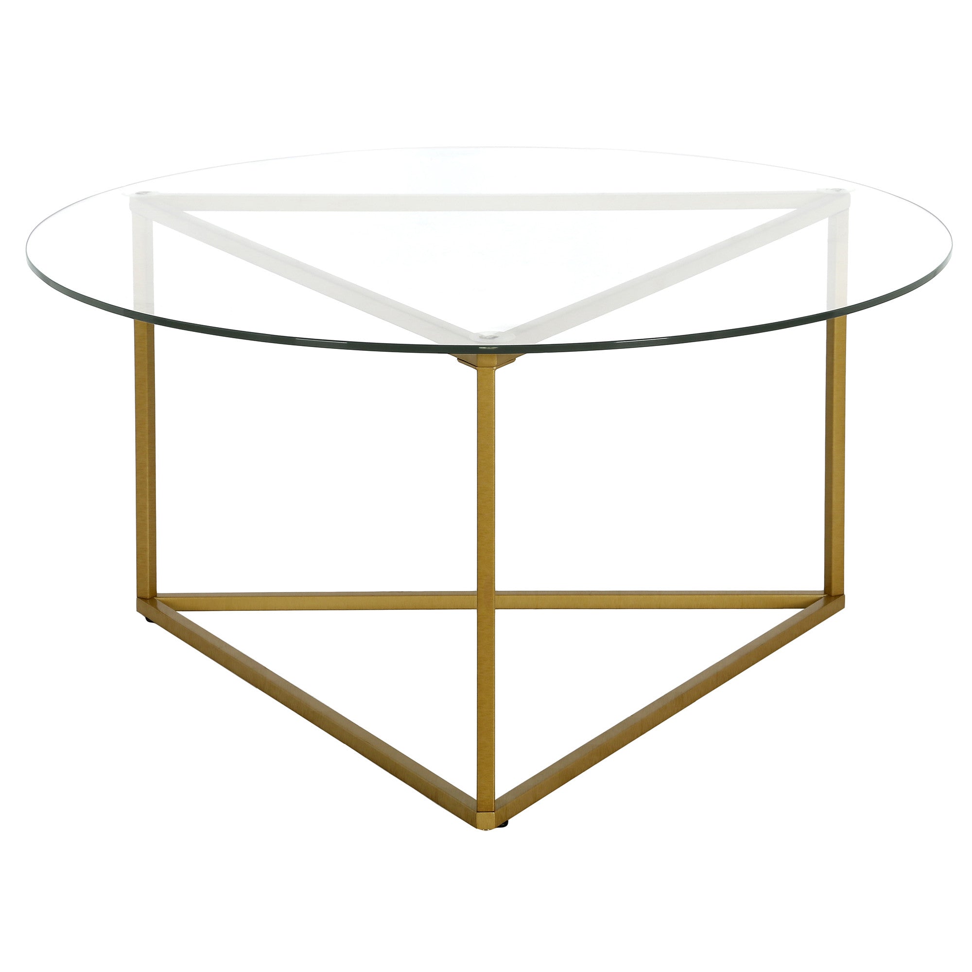 Gold and Glass Round Coffee Table 35"