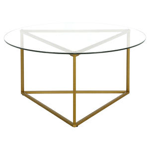 Gold and Glass Round Coffee Table 35"