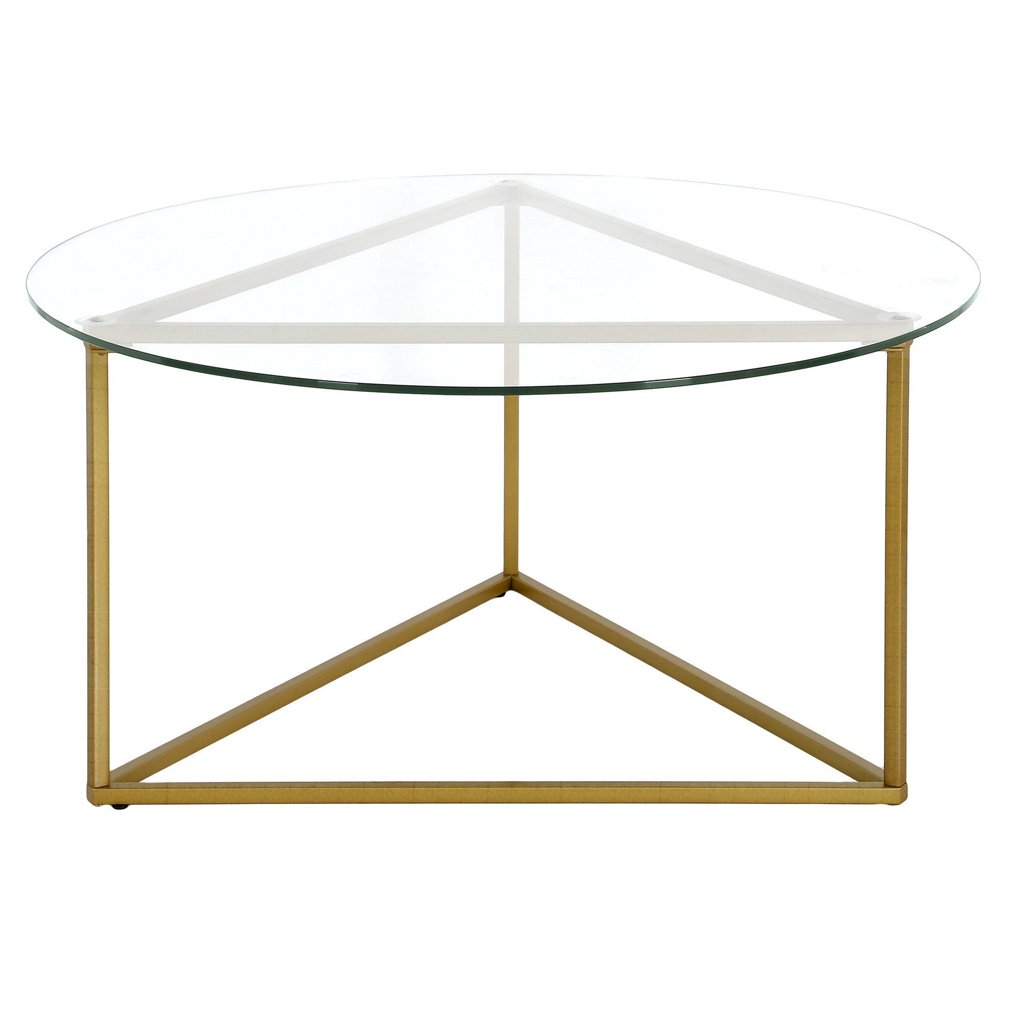 Gold and Glass Round Coffee Table 35"