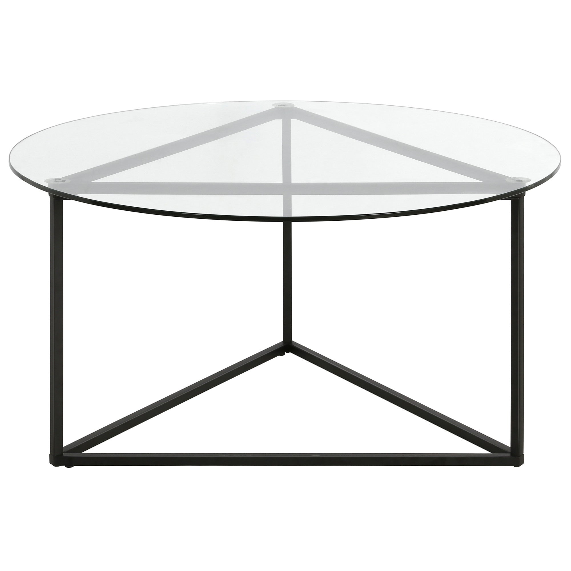 Black and Glass Round Coffee Table 35"