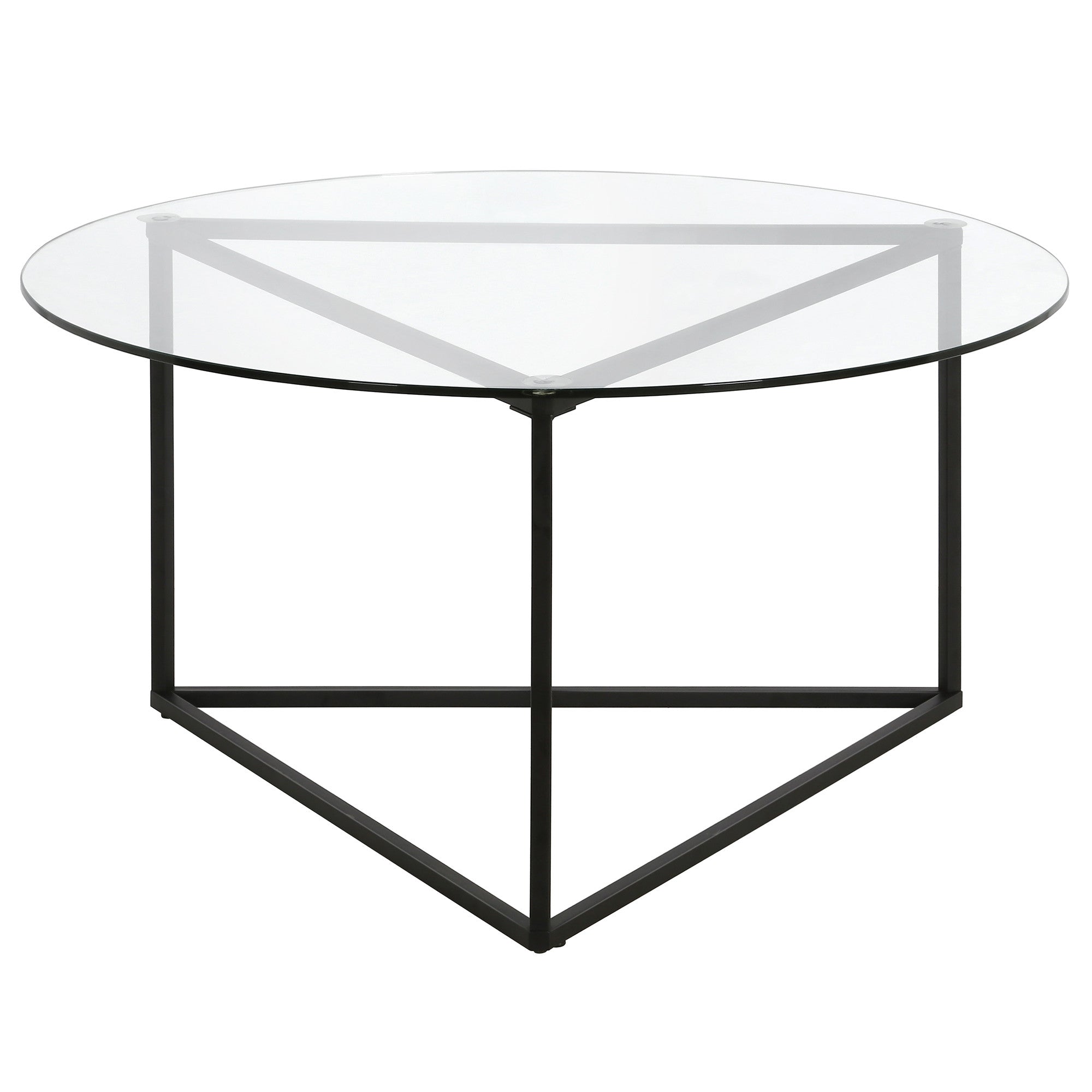 Black and Glass Round Coffee Table 35"