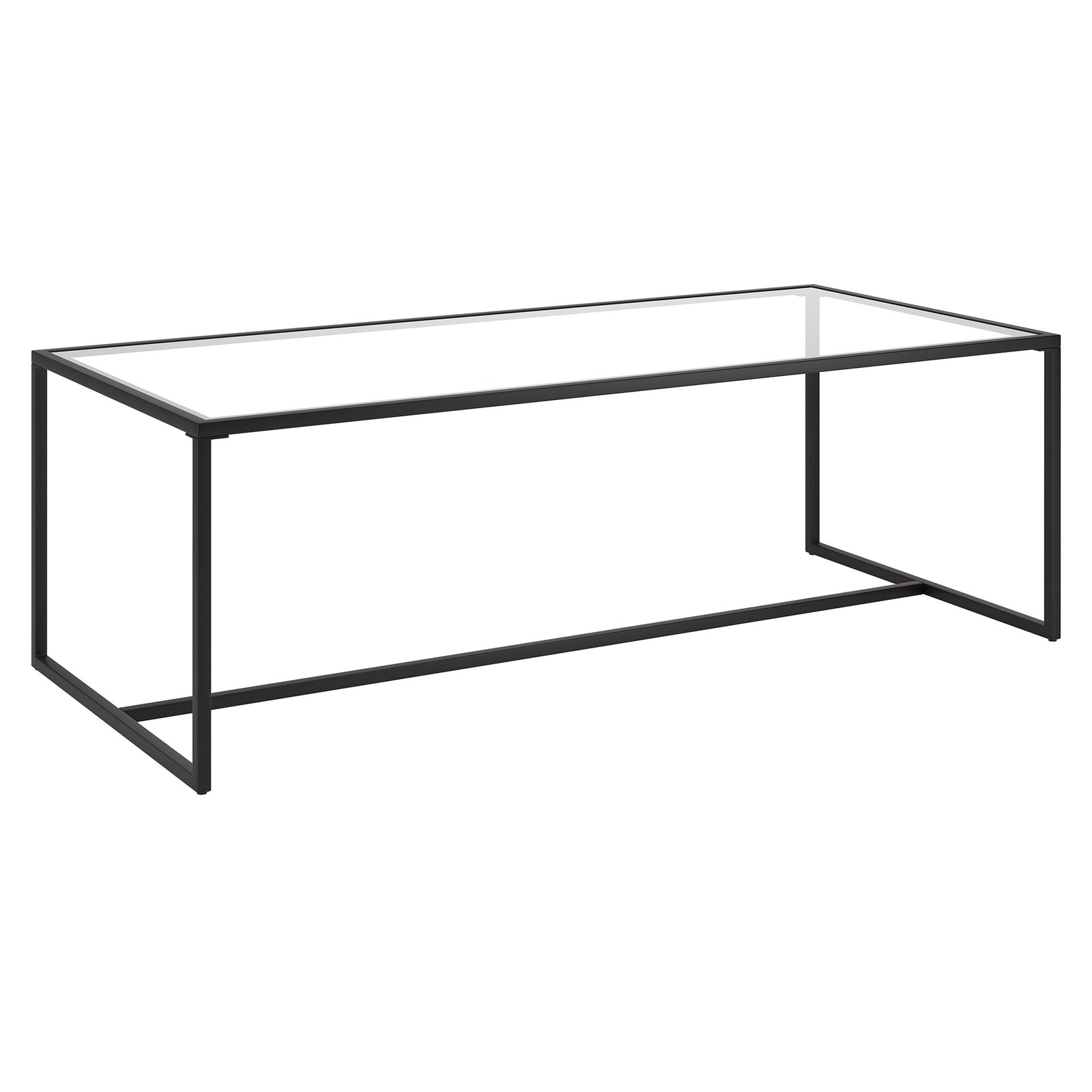 47" Black and Glass Rectangular Sled Base Coffee Table