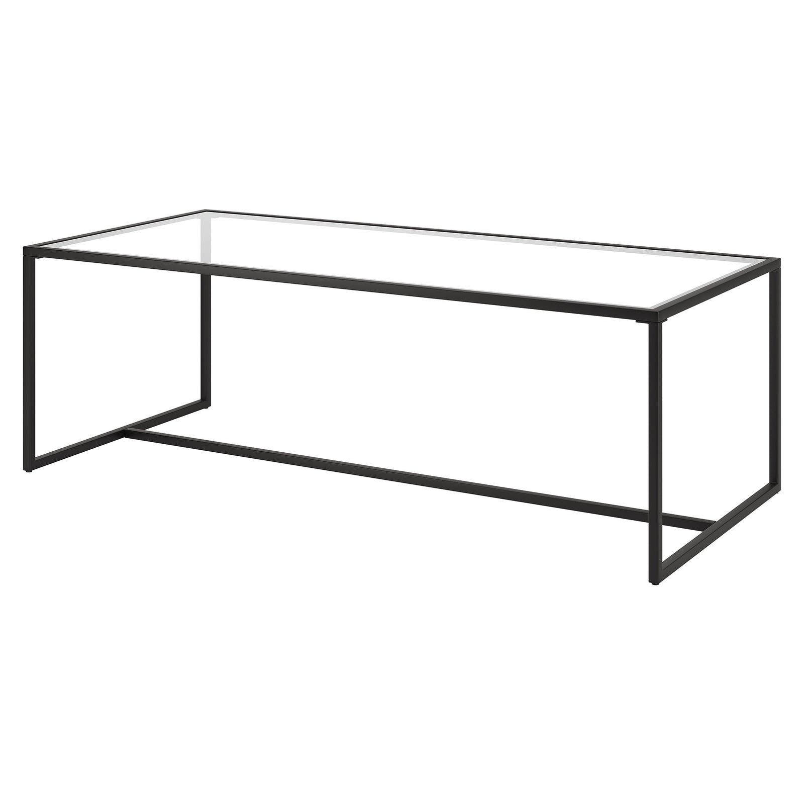 47" Black and Glass Rectangular Sled Base Coffee Table