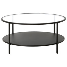 Black Glass Round Coffee Table With Shelf 36