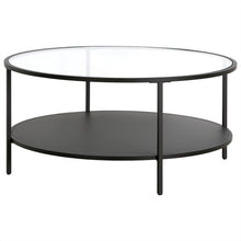 Black Glass Round Coffee Table With Shelf 36