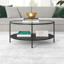 Black Glass Round Coffee Table With Shelf 36