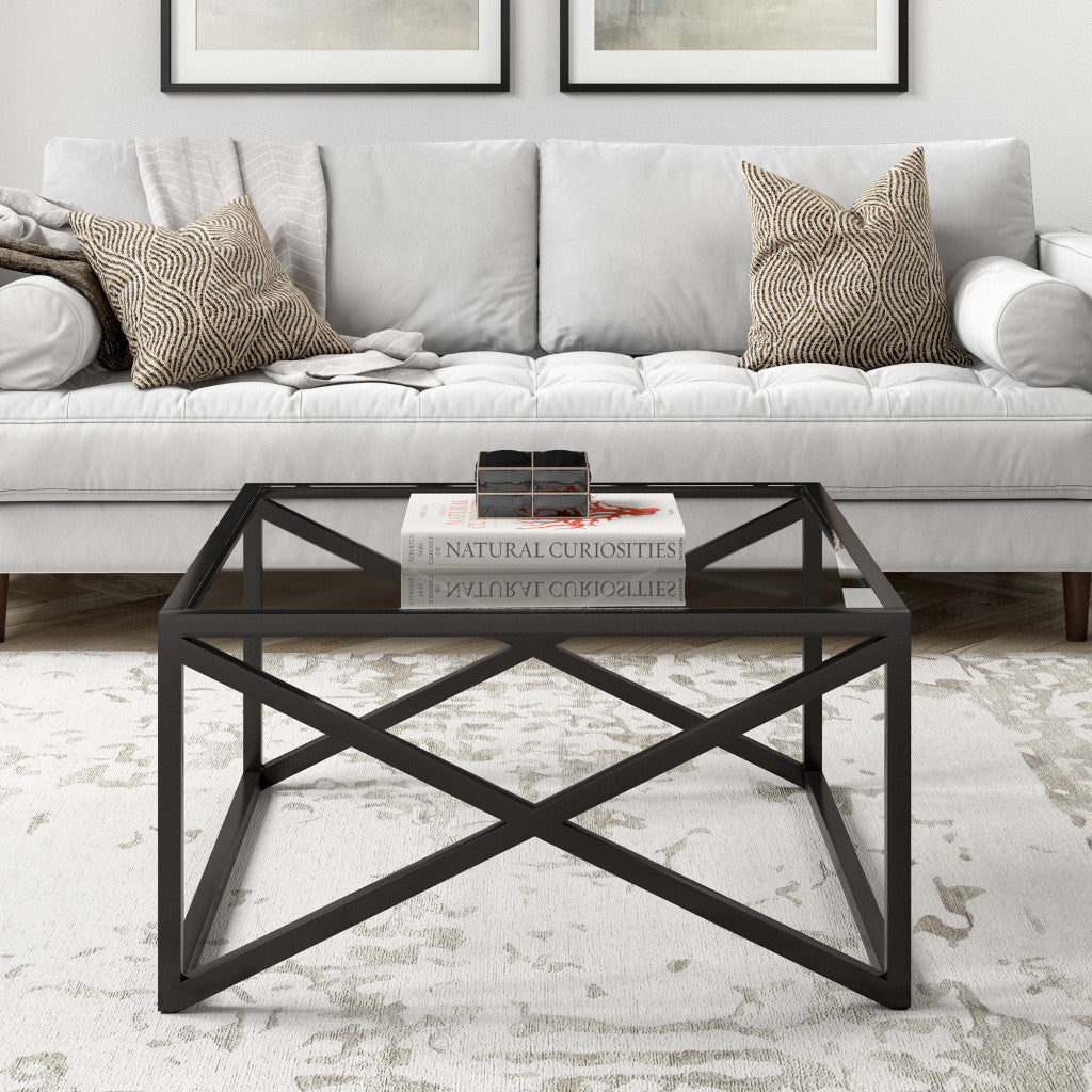 Black Glass Square Coffee Table 32"