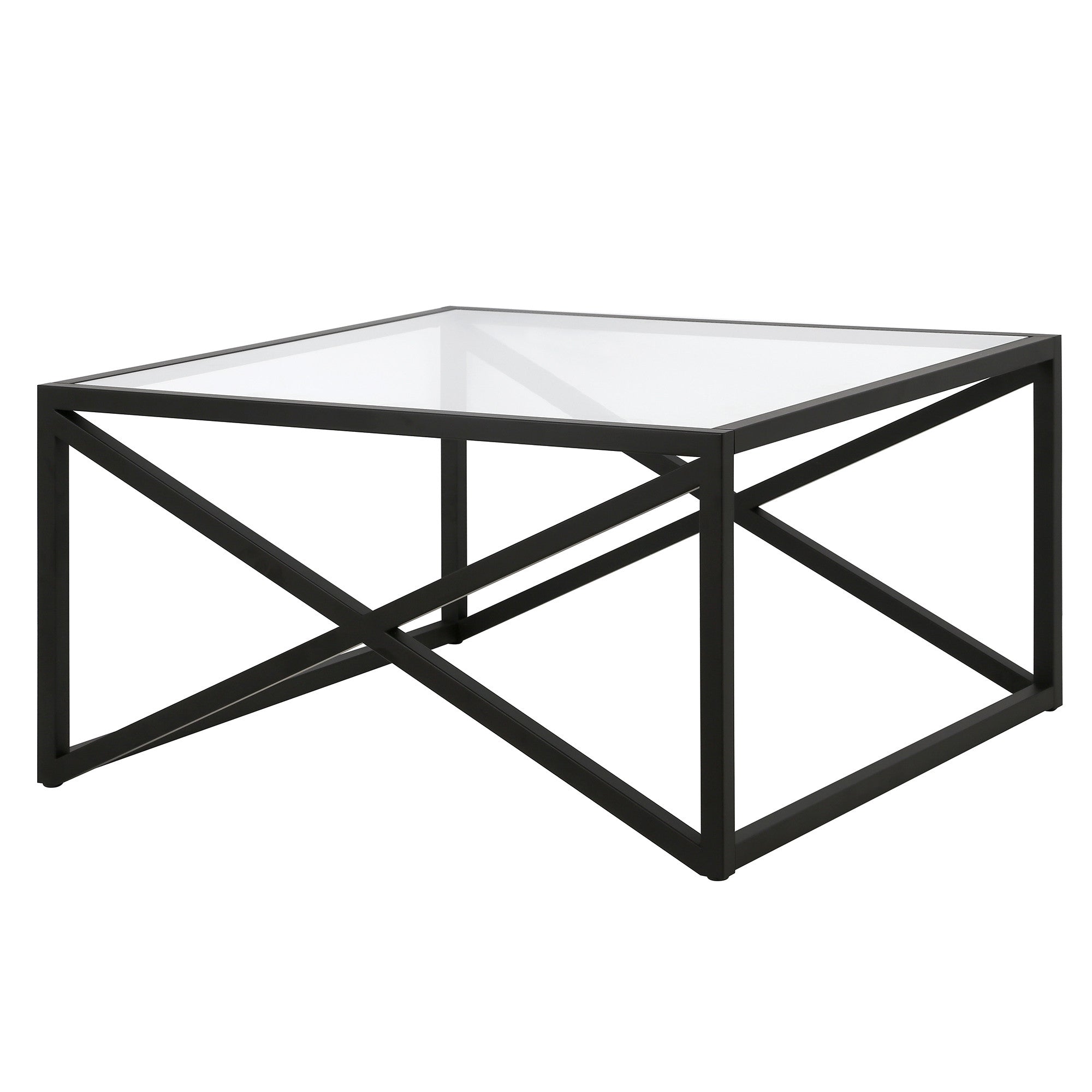 Black Glass Square Coffee Table 32"