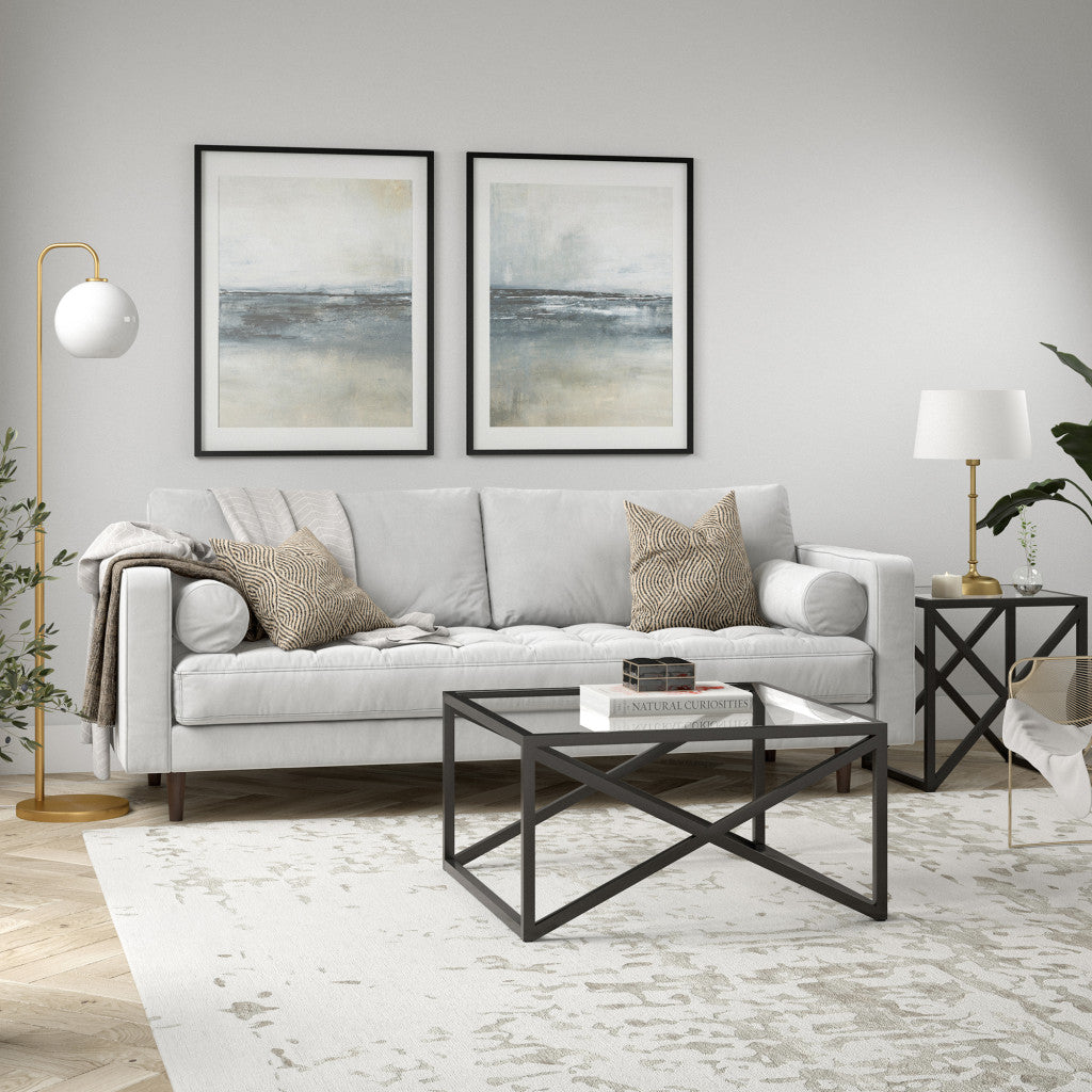 Black Glass Square Coffee Table 32"