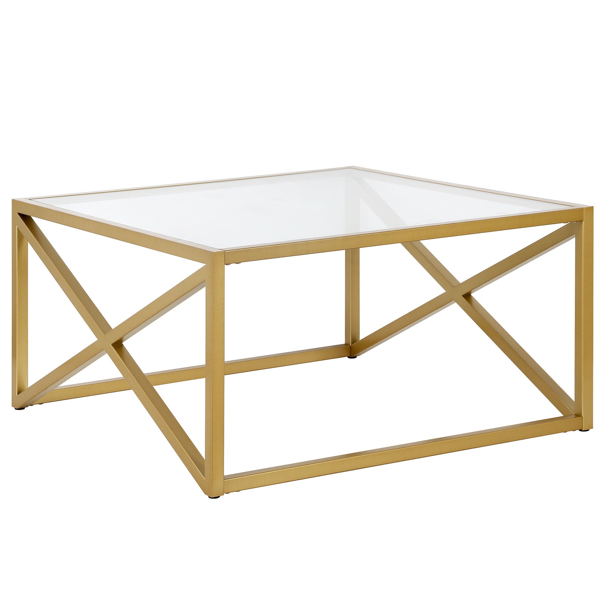Gold Glass Square Coffee Table 32"