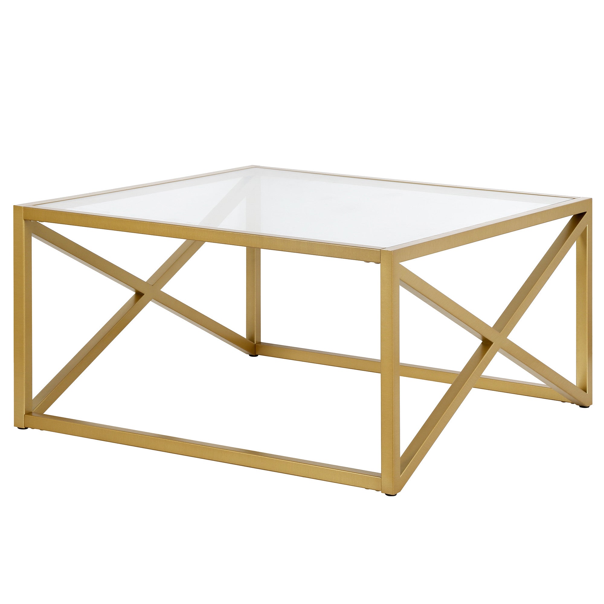 Gold Glass Square Coffee Table 32"