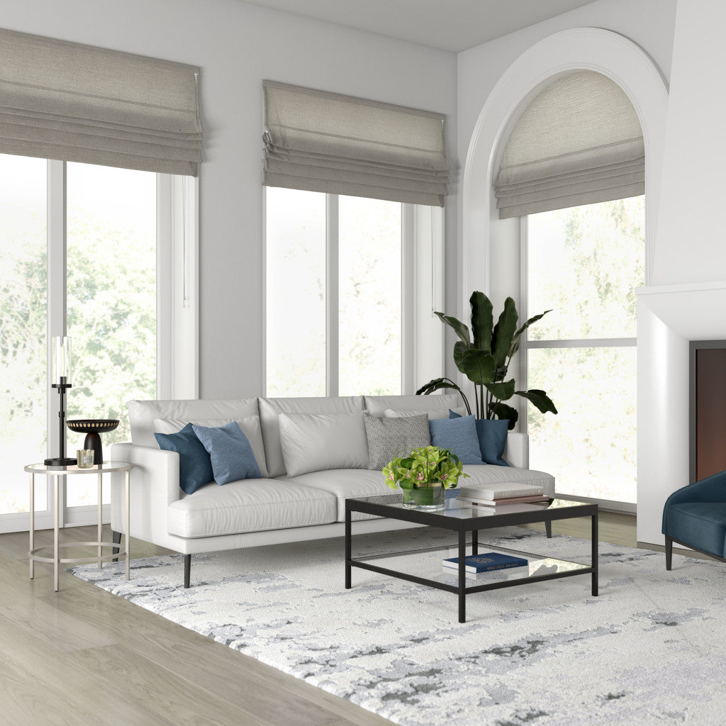 Black Glass Square Coffee Table With Shelf 32"