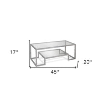 Silver Glass Rectangular Coffee Table With Shelf 45