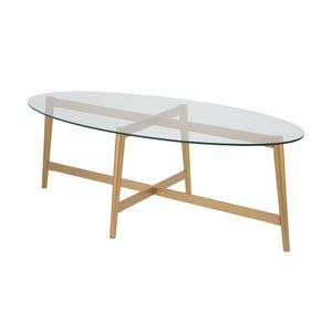 Gold Glass Oval Coffee Table 50"