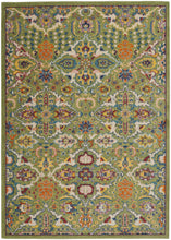 4' X 6' Green Floral Power Loom Area Rug