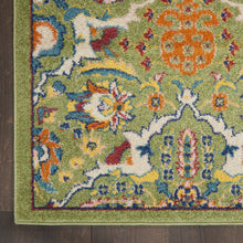 6' X 9' Green Floral Power Loom Area Rug
