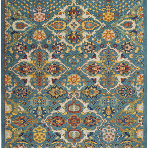 6' X 9' Blue Floral Power Loom Area Rug