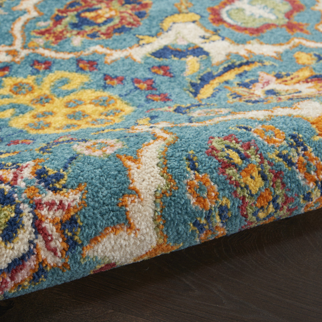 6' X 9' Blue Floral Power Loom Area Rug