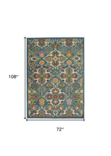 6' X 9' Blue Floral Power Loom Area Rug
