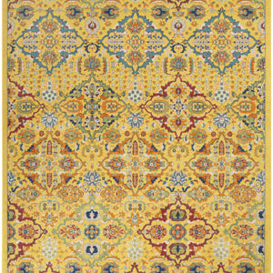 8' X 10' Yellow Floral Power Loom Area Rug
