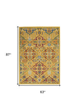 5' X 7' Yellow Floral Power Loom Area Rug