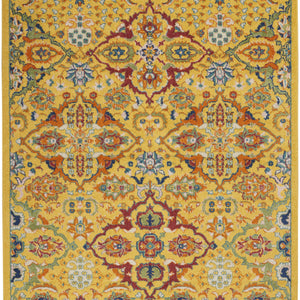 6' X 9' Yellow Floral Power Loom Area Rug
