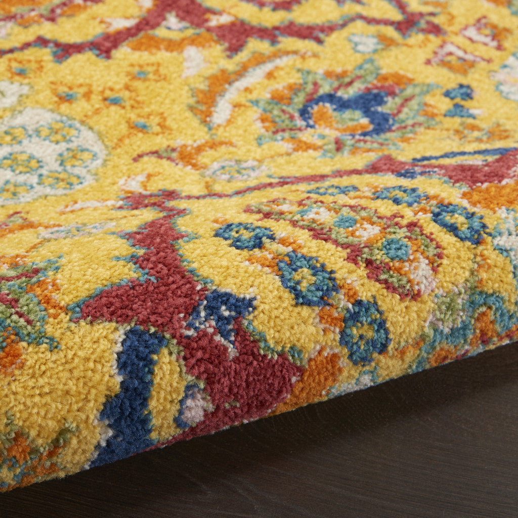 6' X 9' Yellow Floral Power Loom Area Rug