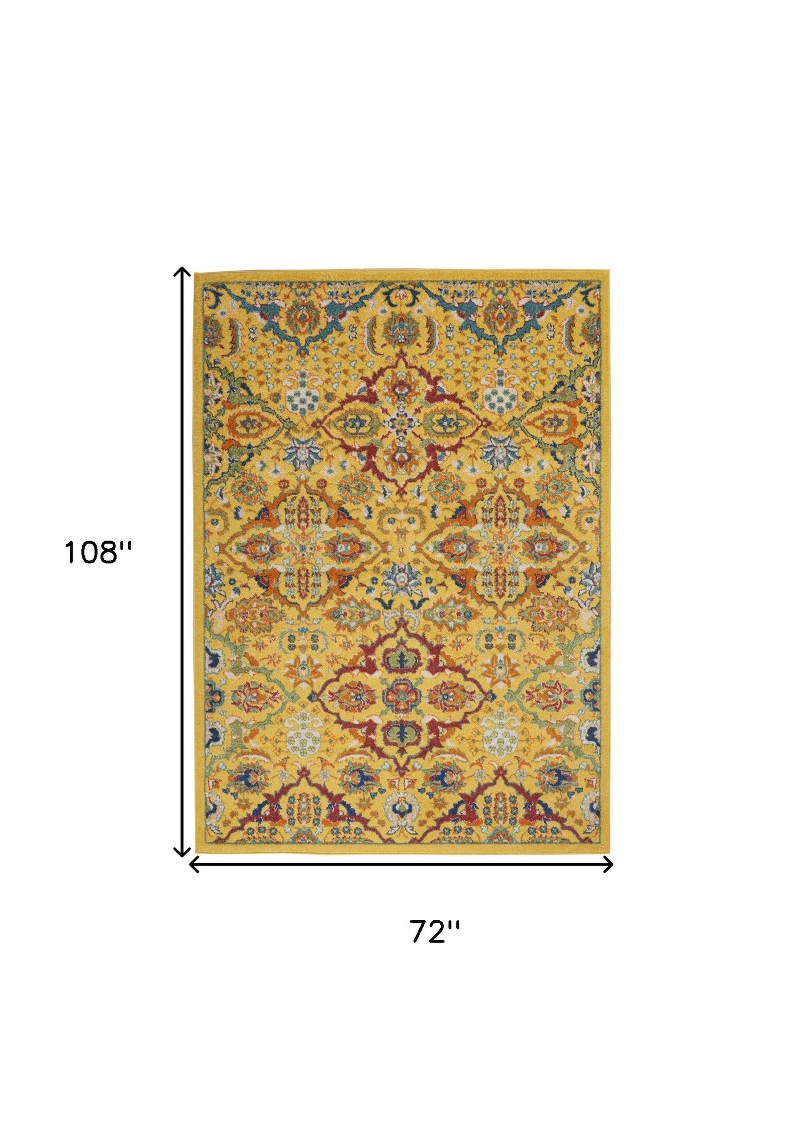 6' X 9' Yellow Floral Power Loom Area Rug