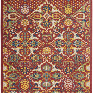 4' X 6' Red Floral Power Loom Area Rug