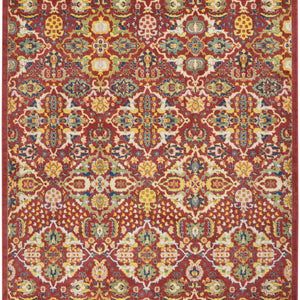 8' X 10' Red Floral Power Loom Area Rug