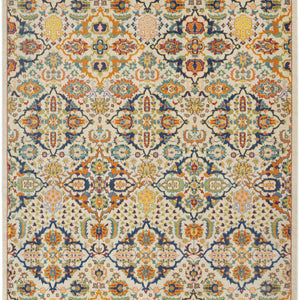 7' X 10' Ivory Floral Power Loom Area Rug